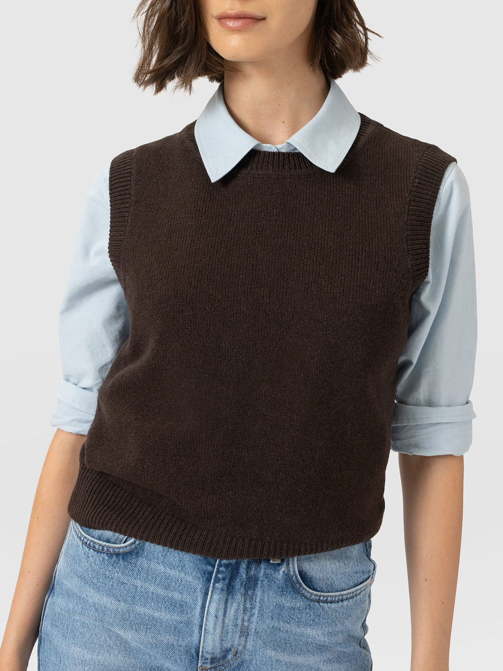 Oxford Cashmere Sleeveless Knit - Brown