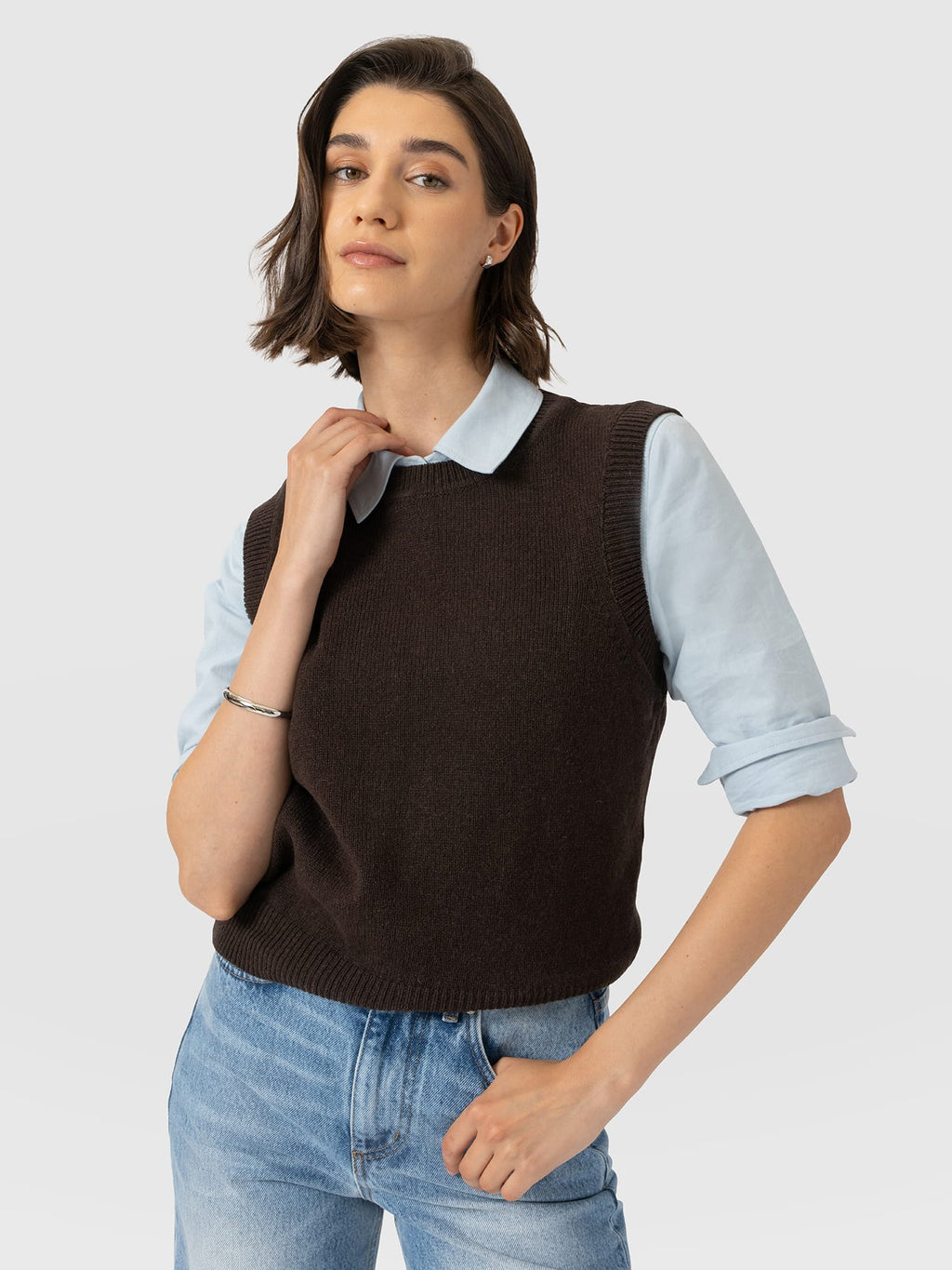 Oxford Cashmere Sleeveless Knit - Brown