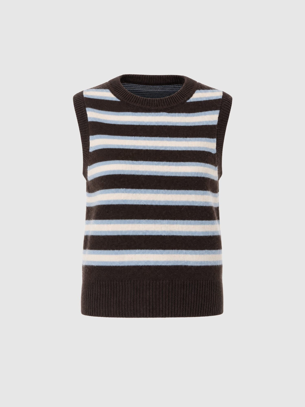 Oxford Cashmere Sleeveless Knit - Brown Stripe
