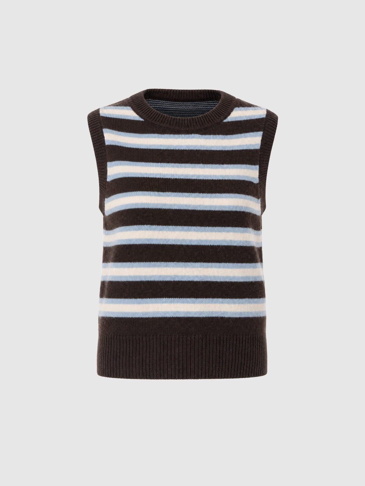 Oxford Cashmere Sleeveless Knit - Brown Stripe