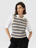 Oxford Cashmere Sleeveless Knit - Cream Stripe