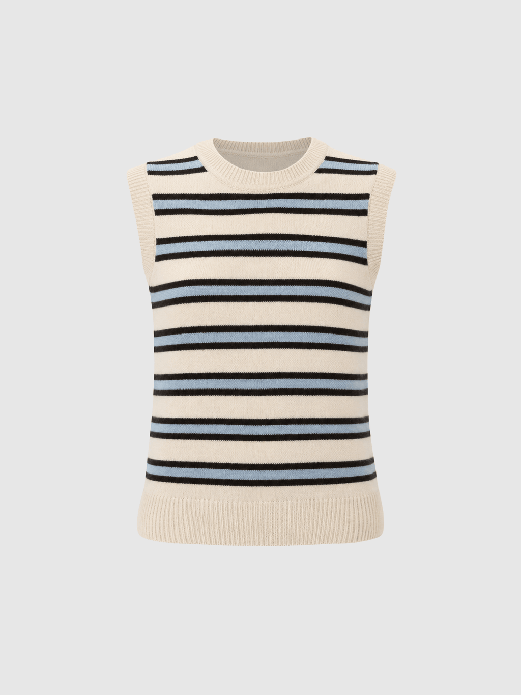 Oxford Cashmere Sleeveless Knit - Cream Stripe