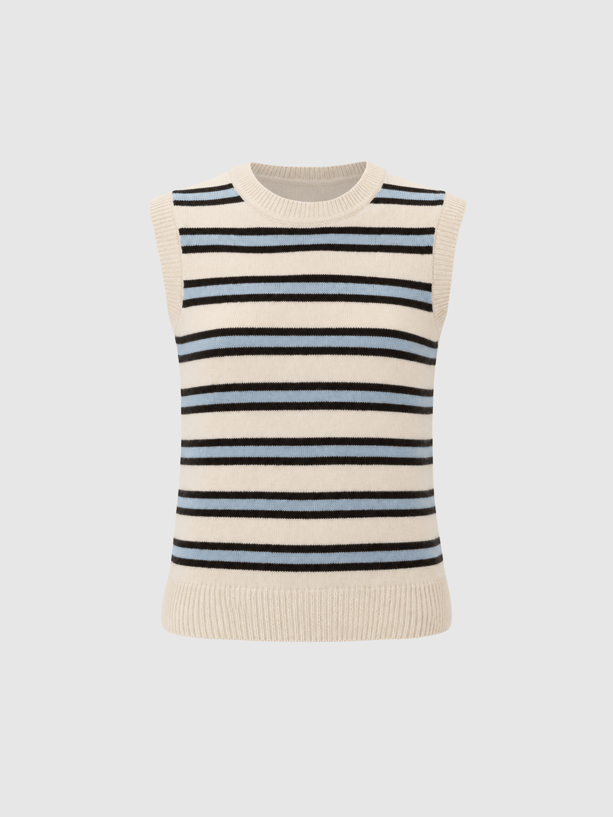 Oxford Cashmere Sleeveless Knit - Cream Stripe