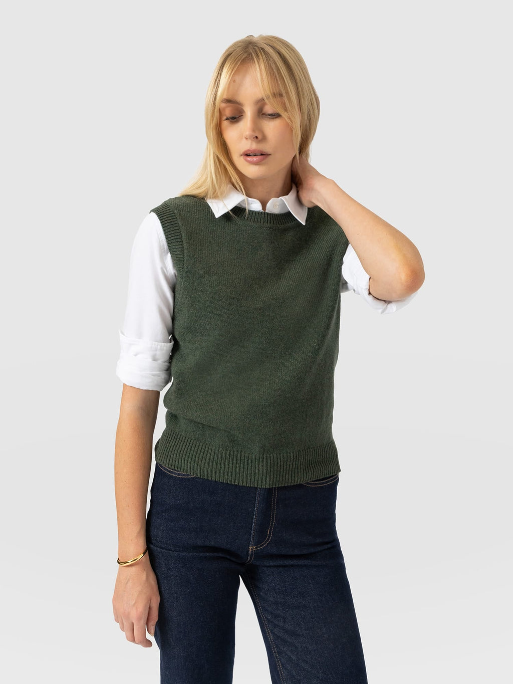 Oxford Cashmere Sleeveless Knit - Khaki