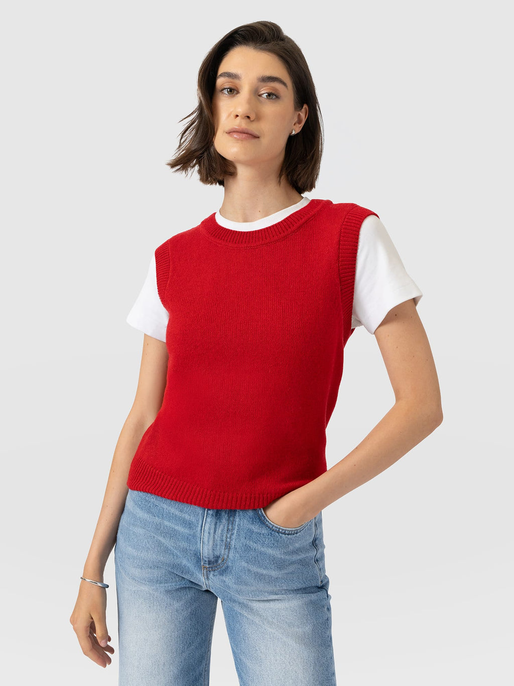 Oxford Cashmere Sleeveless Knit - Red