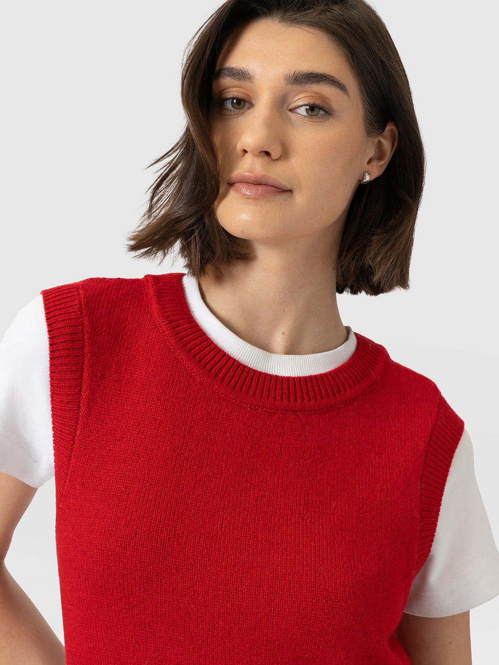 Oxford Cashmere Sleeveless Knit - Red