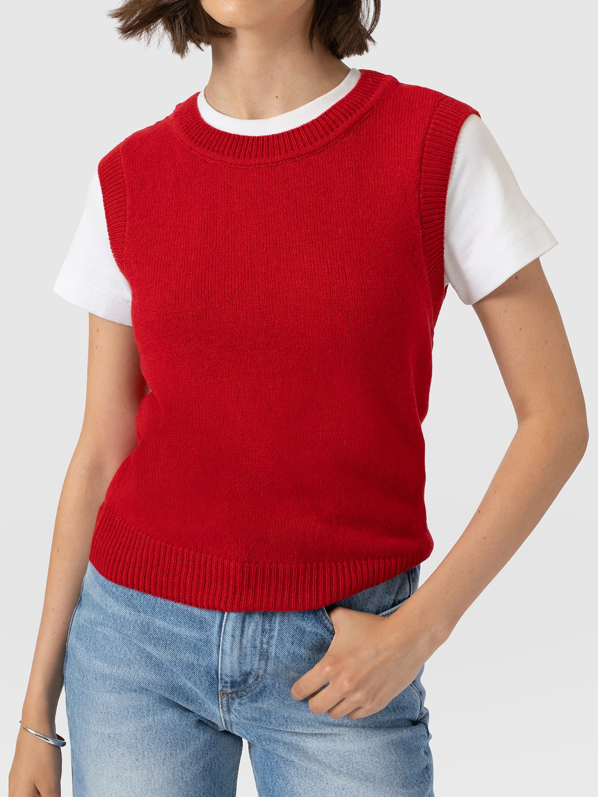 Oxford Cashmere Sleeveless Knit - Red