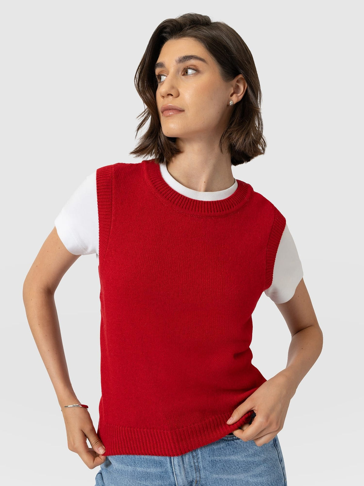 Oxford Cashmere Sleeveless Knit - Red