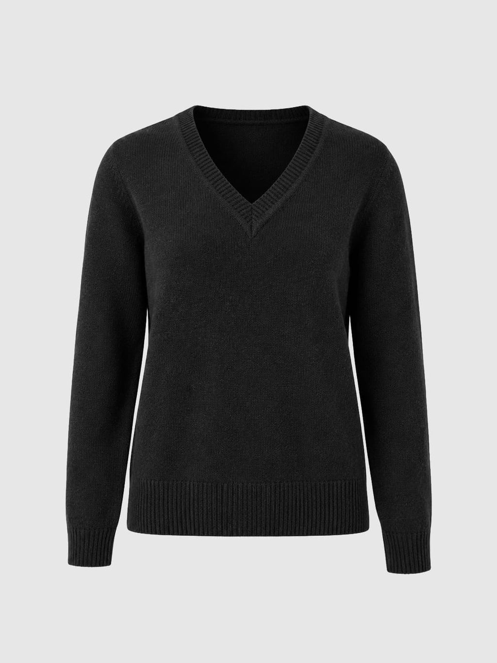 Oxford Cashmere V Neck Sweater - Black