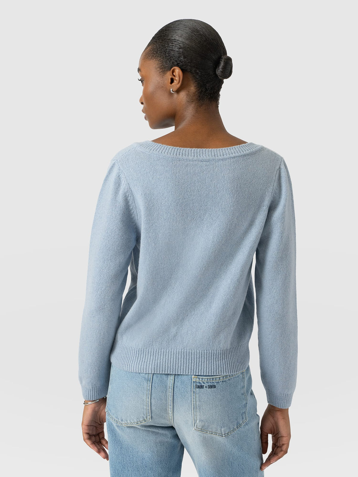 Oxford Cashmere V Neck Sweater - Blue