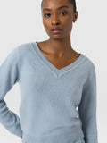 Oxford Cashmere V Neck Sweater - Blue
