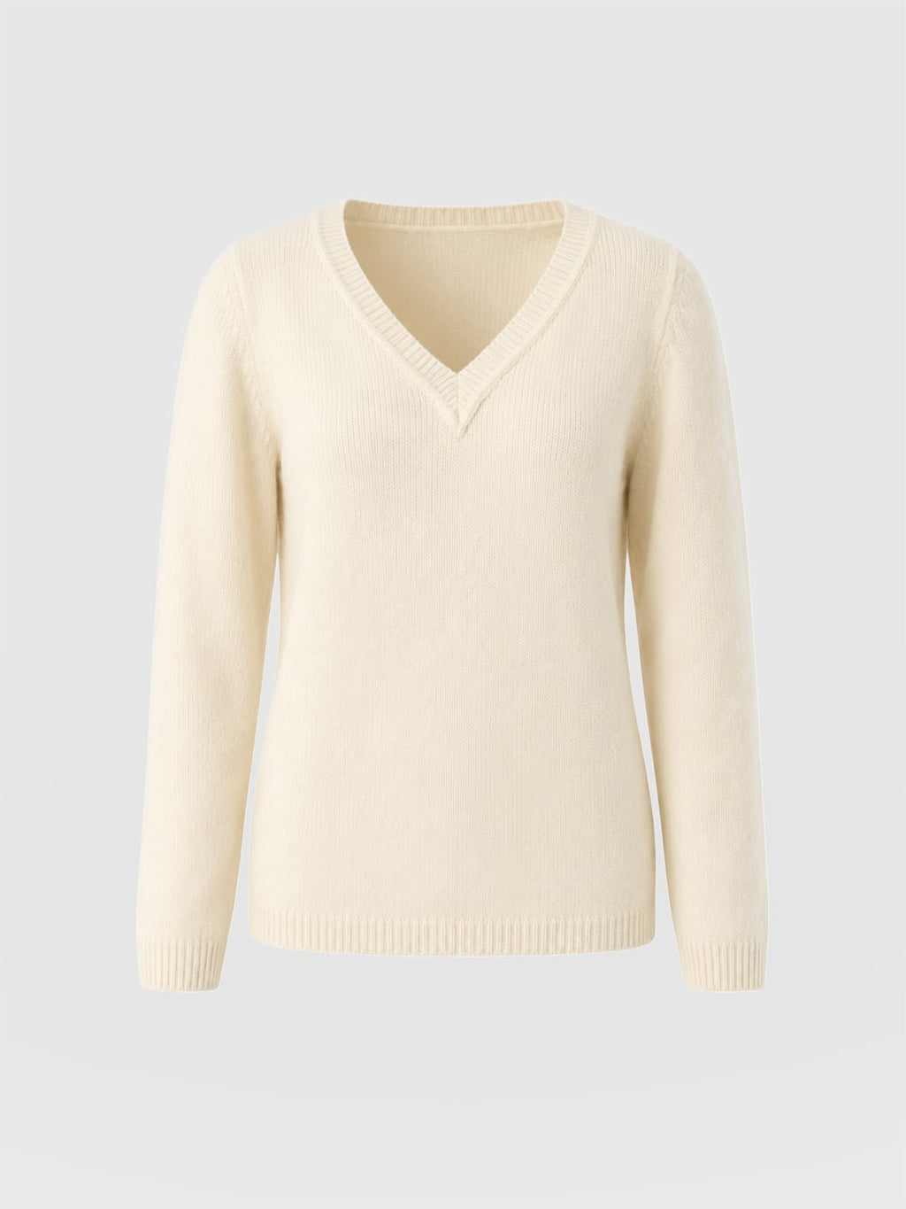 Oxford Cashmere V Neck Sweater - Cream