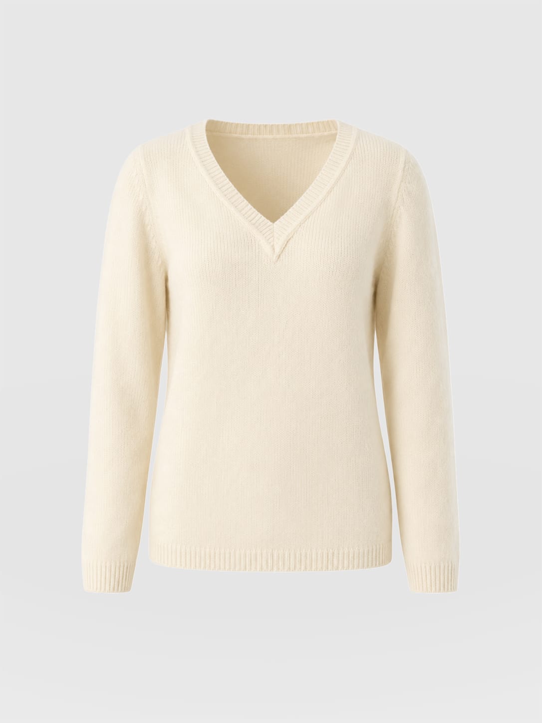 Oxford Cashmere V Neck Sweater - Cream