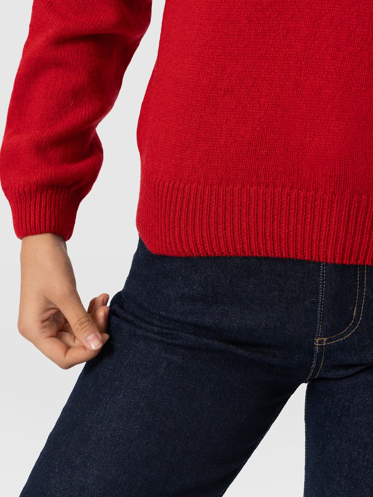 Oxford Cashmere V Neck Sweater - Red