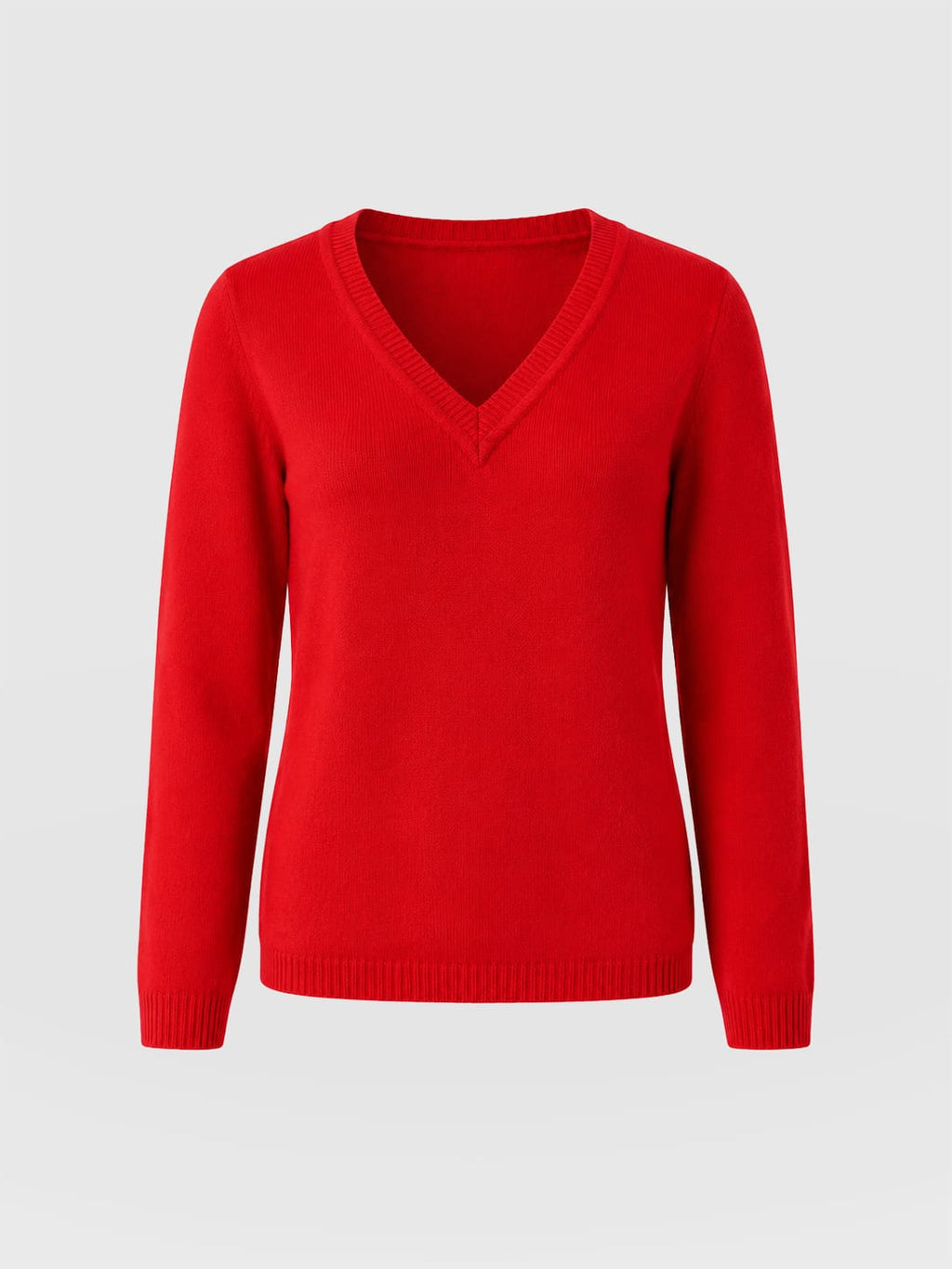Oxford Cashmere V Neck Sweater - Red