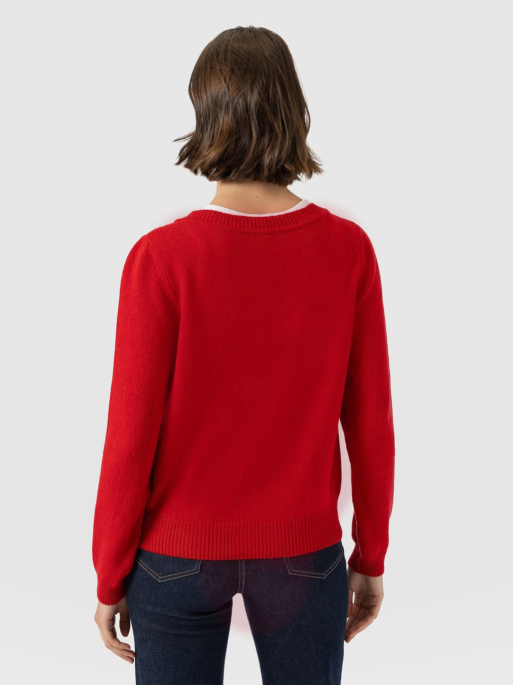 Oxford Cashmere V Neck Sweater - Red