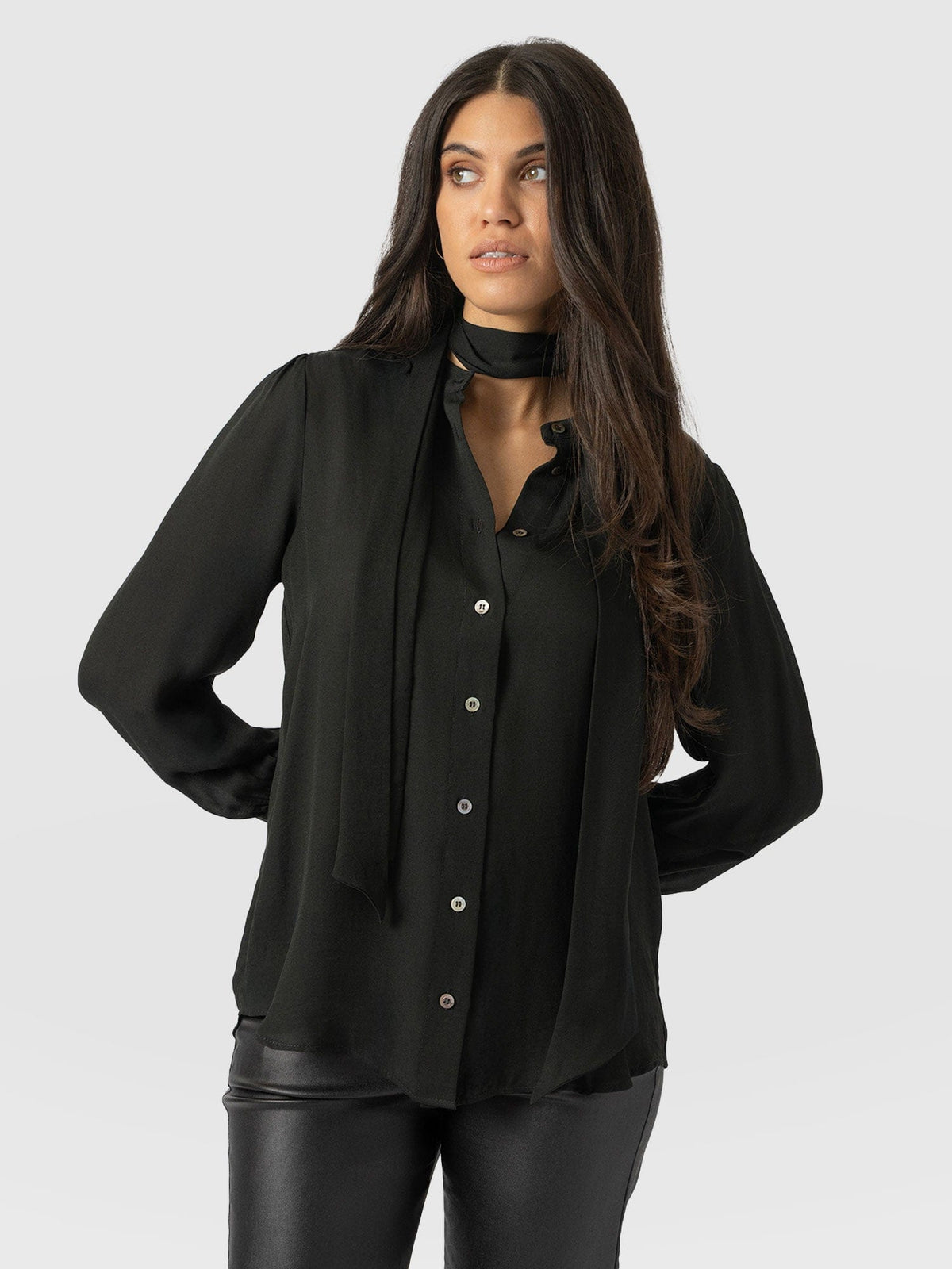 Paxton Pussybow Blouse - Black