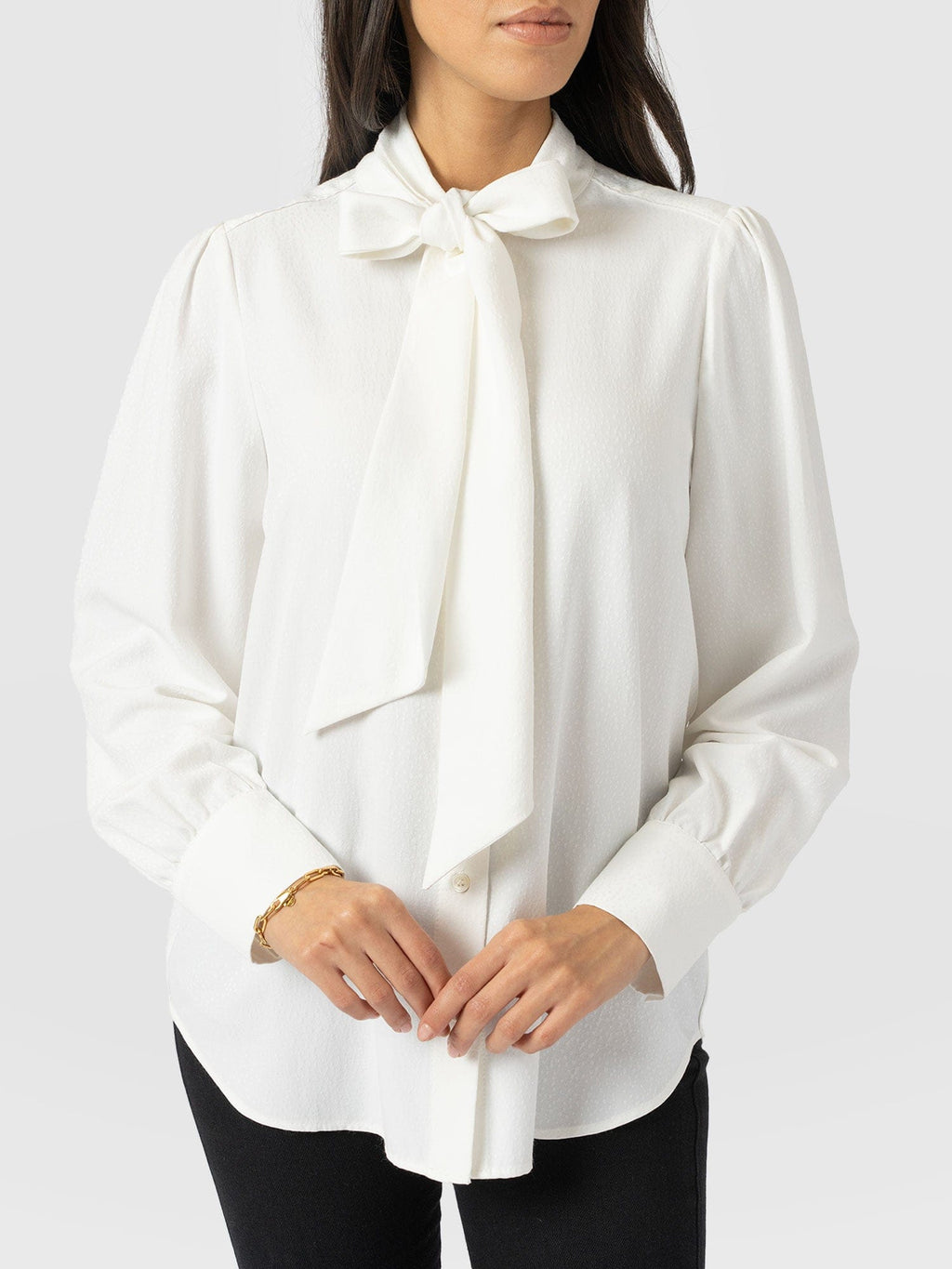 Paxton Pussybow Blouse - Cream