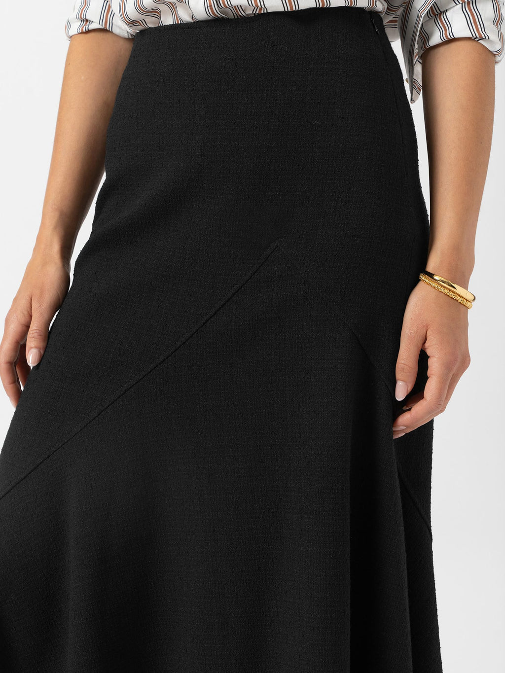 Piper Panelled Skirt  - Black Boucle
