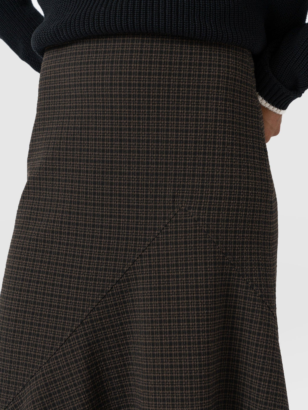 Piper Panelled Skirt - Brown Check