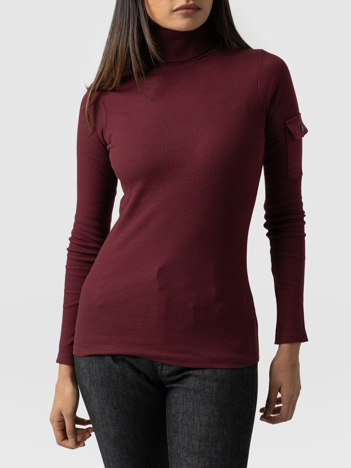 Pocket Turtle Neck - Burgundy