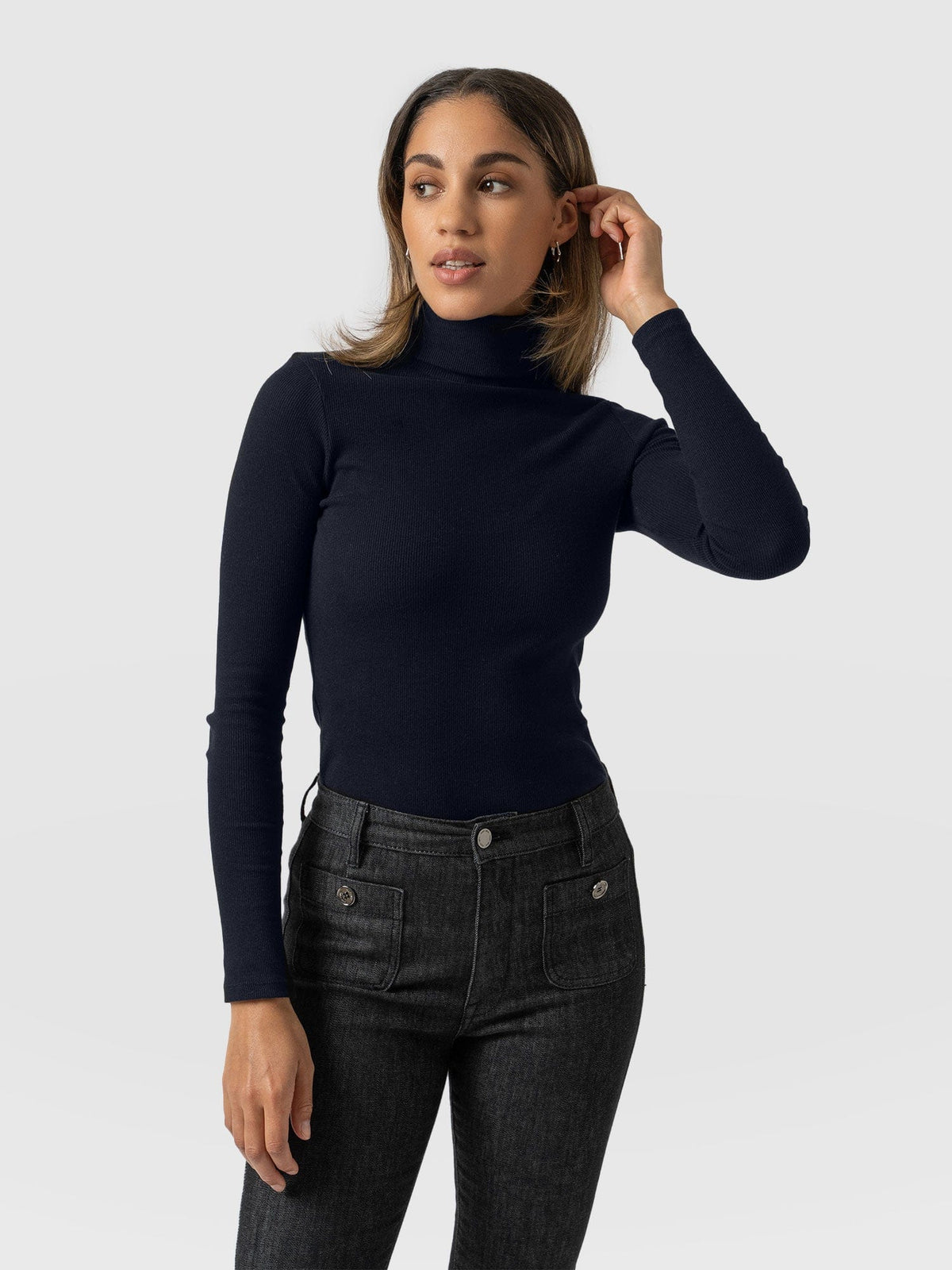 Pocket Turtle Neck - Navy