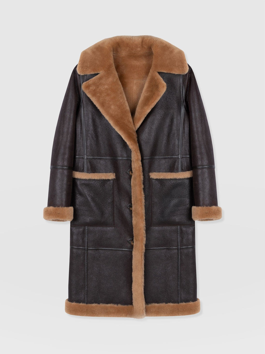 Ramone Shearling Reversible Coat - Brown
