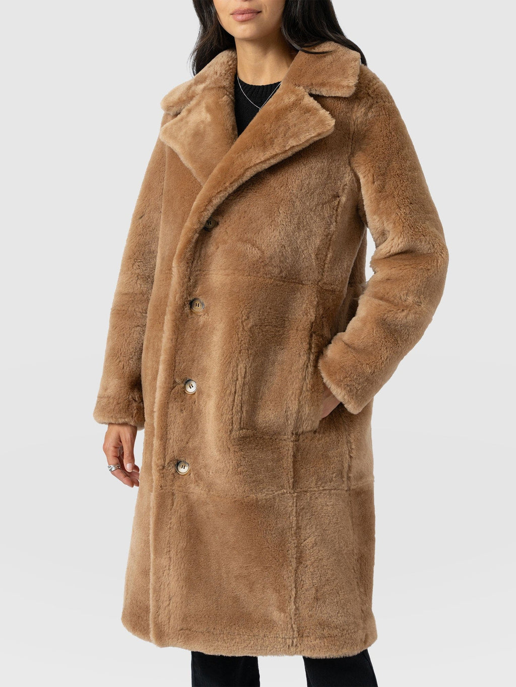 Ramone Shearling Reversible Coat - Brown