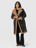 Ramone Shearling Reversible Coat - Brown