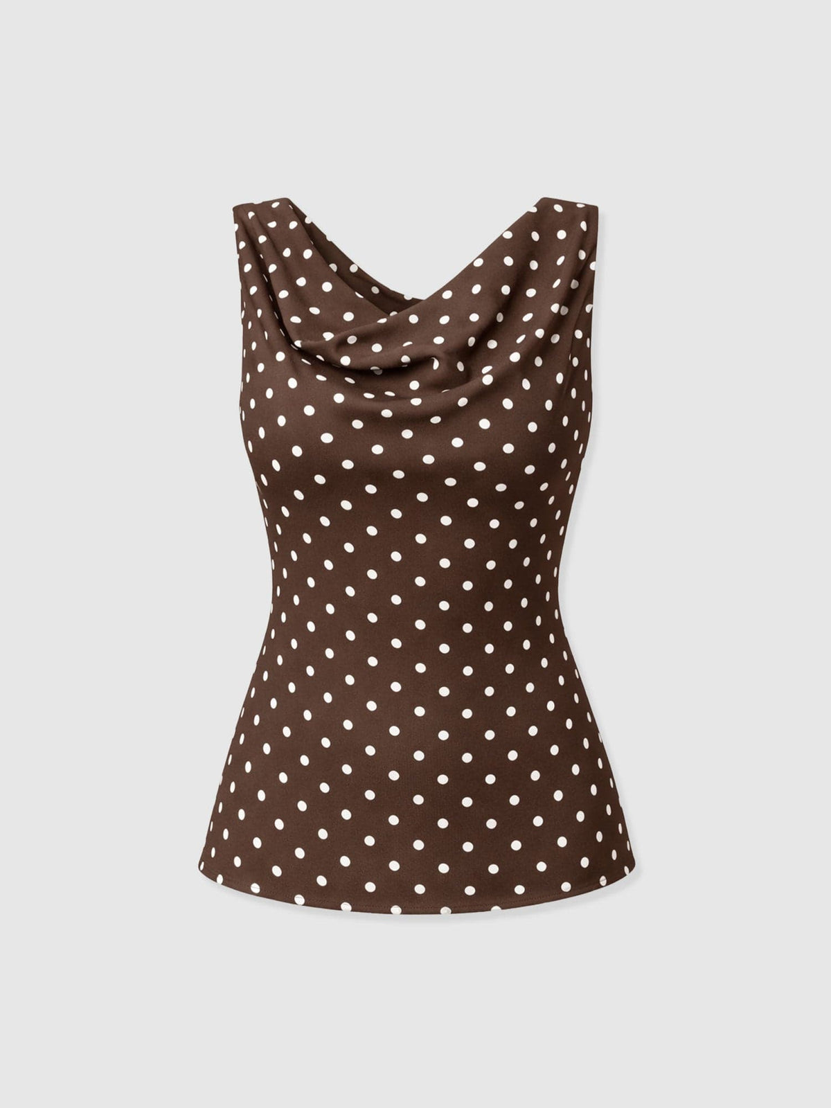 Raye Cowl Cami - Brown Polka Dot