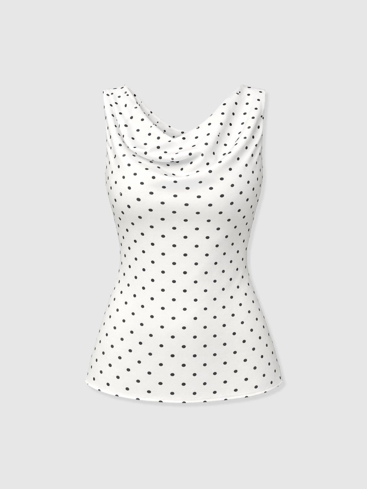 Raye Cowl Cami - Cream Polka Dot