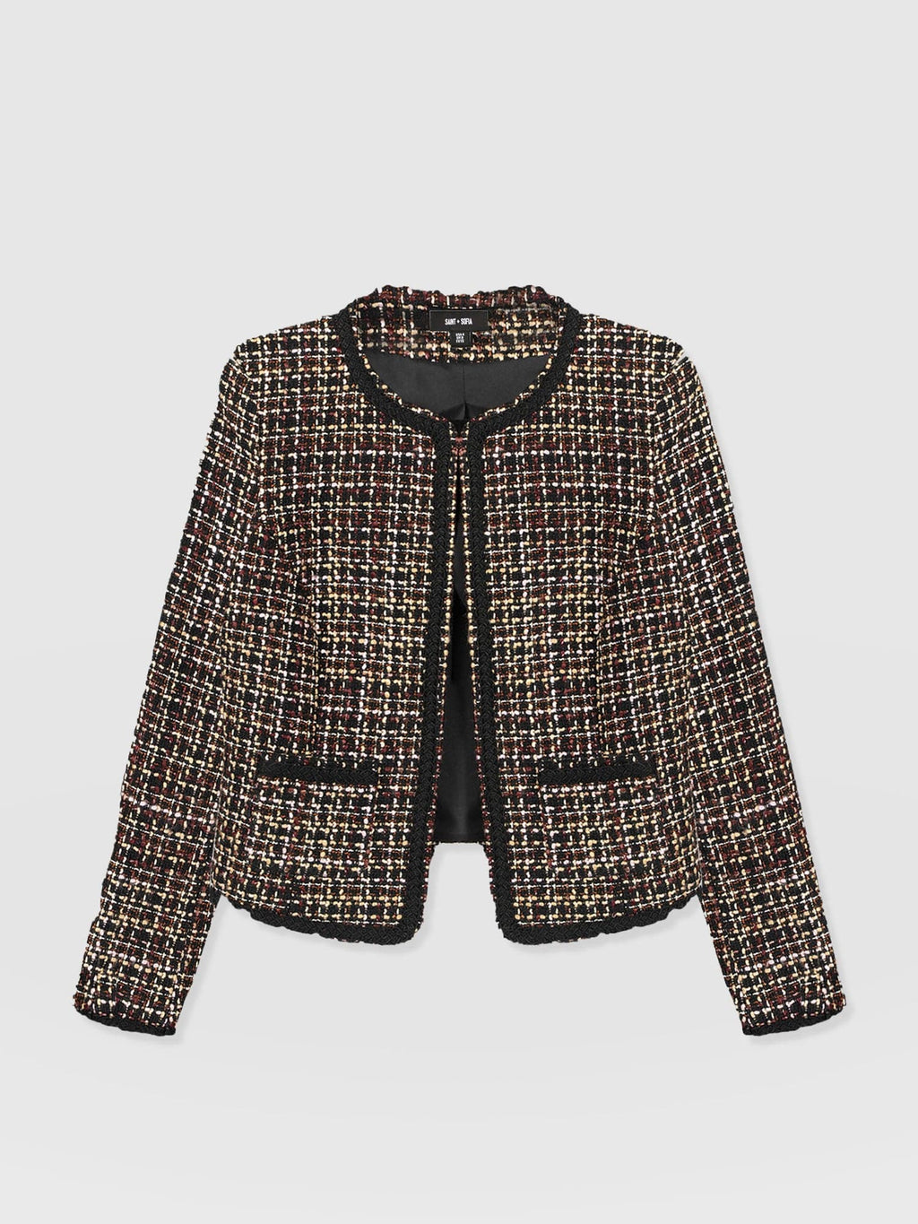 Rayner Jacket - Black/Burgundy/Gold Boucle