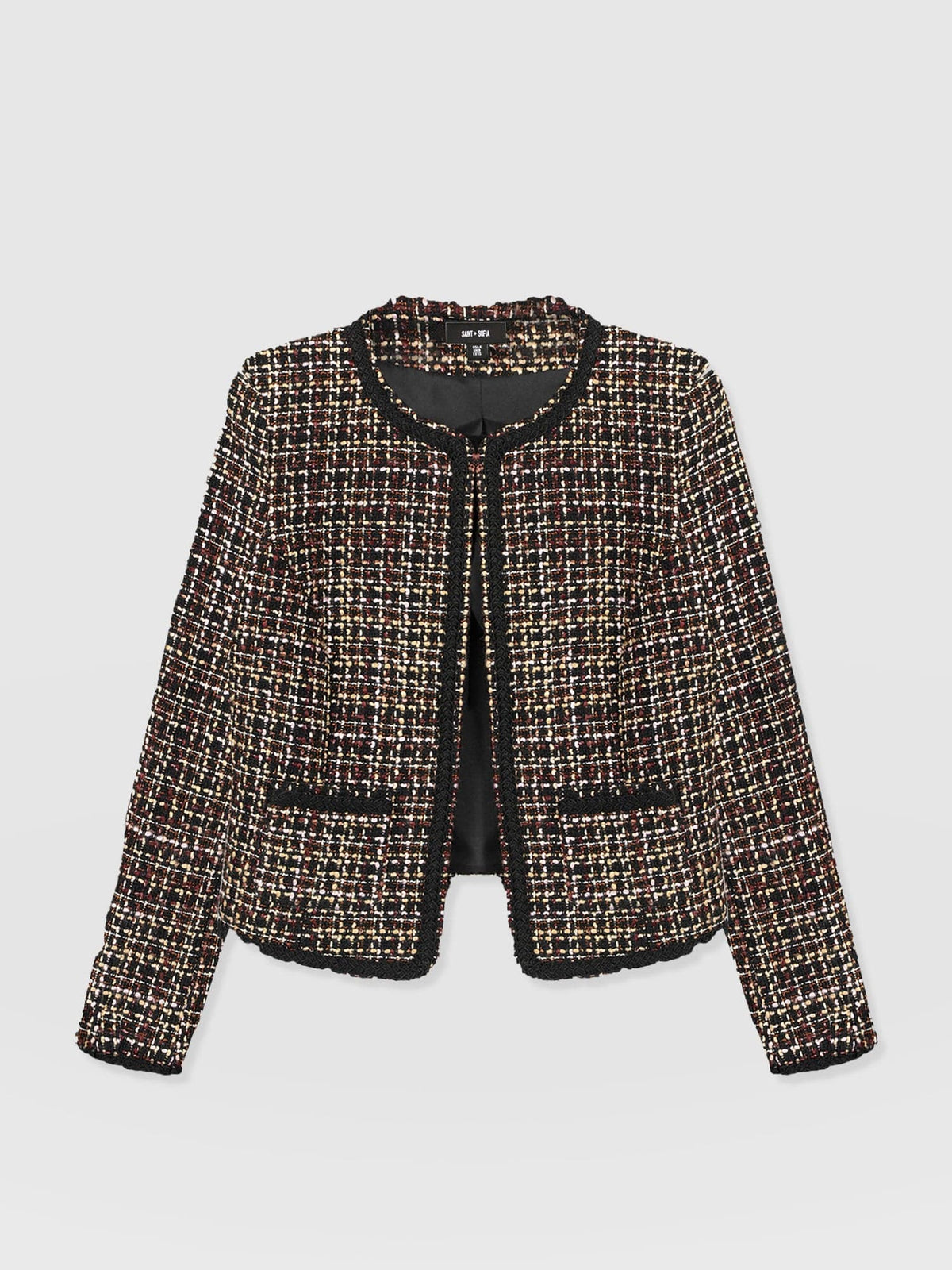 Rayner Jacket - Black/Burgundy/Gold Boucle