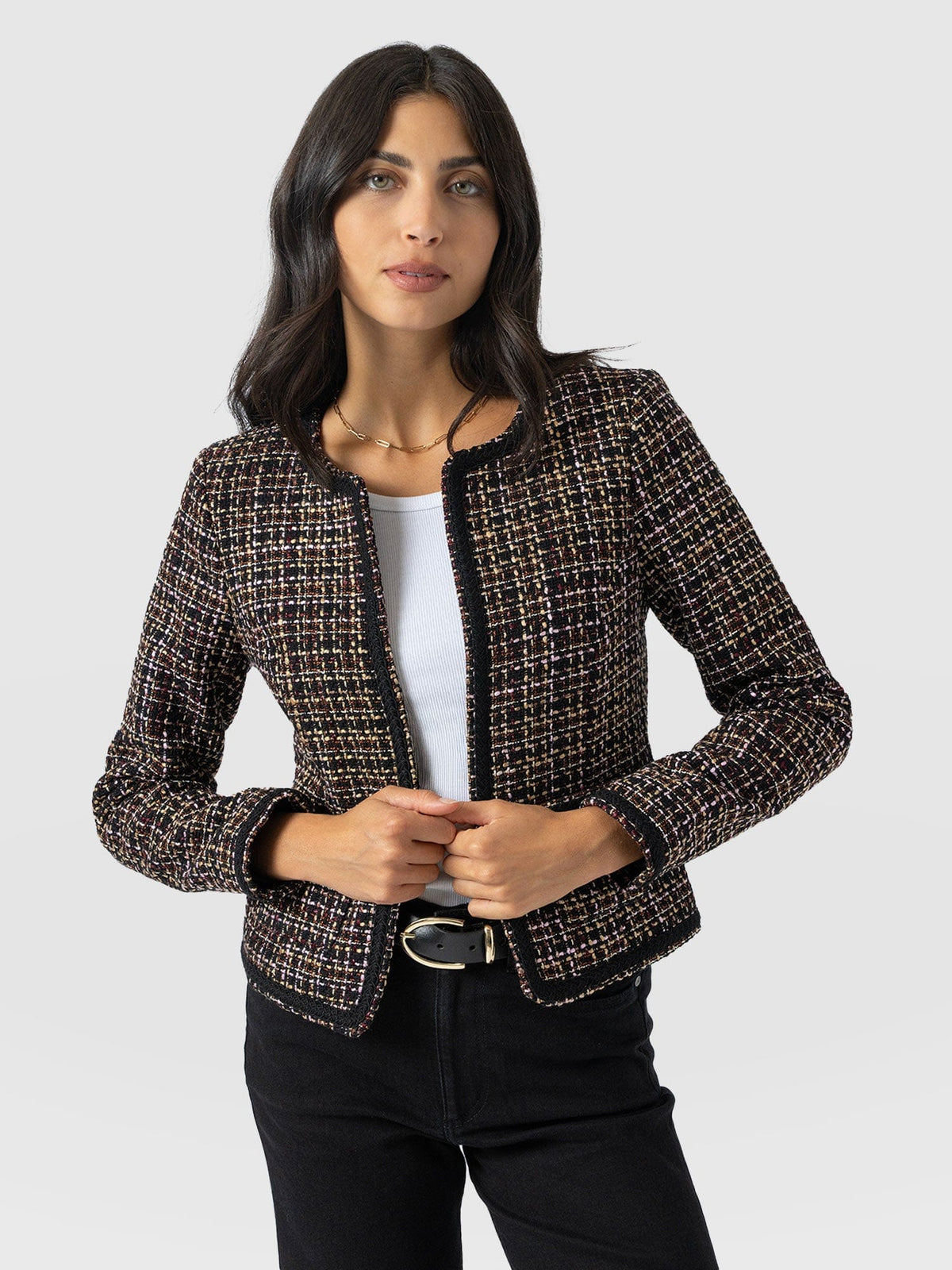 Rayner Jacket - Black/Burgundy/Gold Boucle