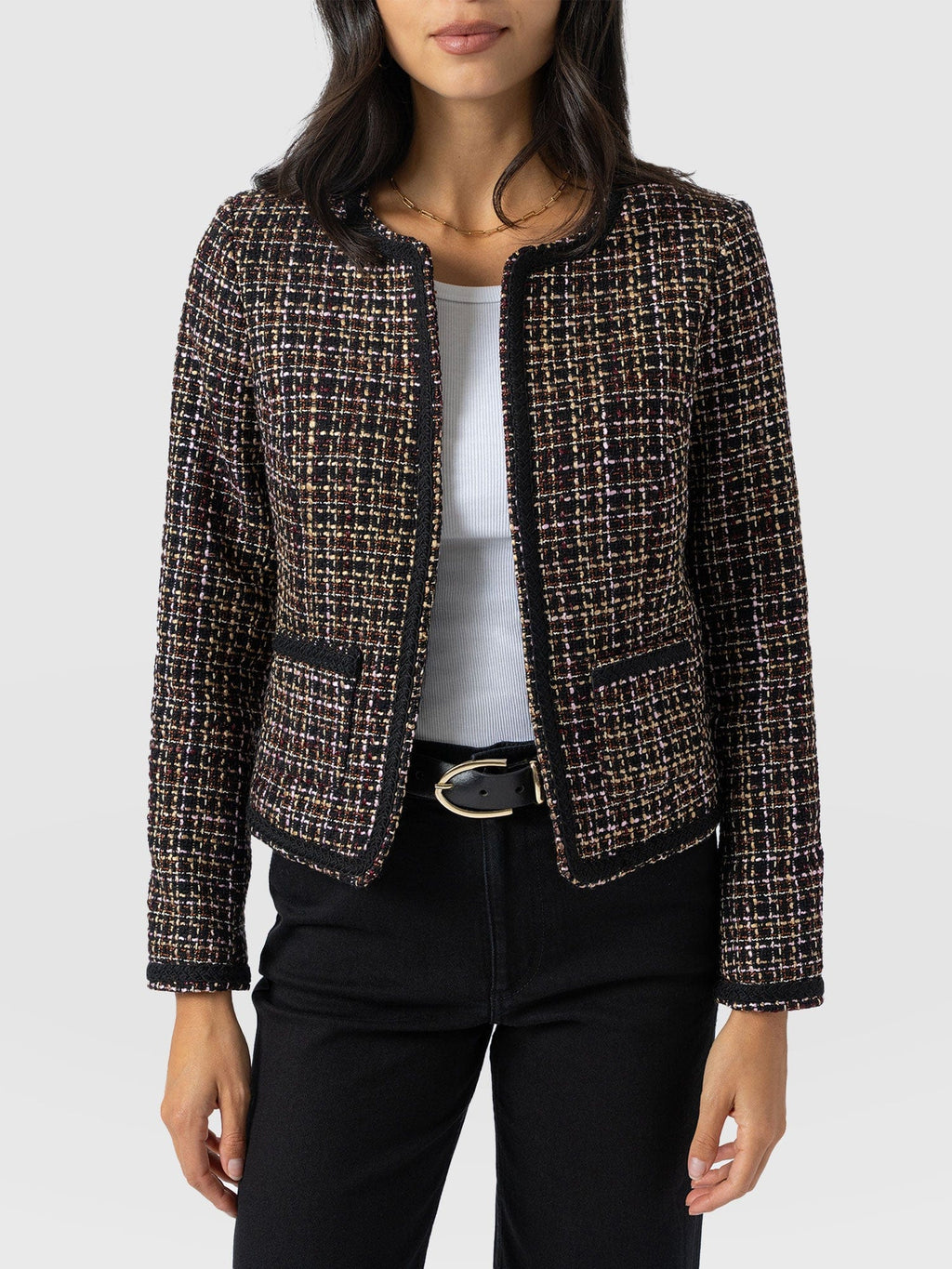 Rayner Jacket - Black/Burgundy/Gold Boucle