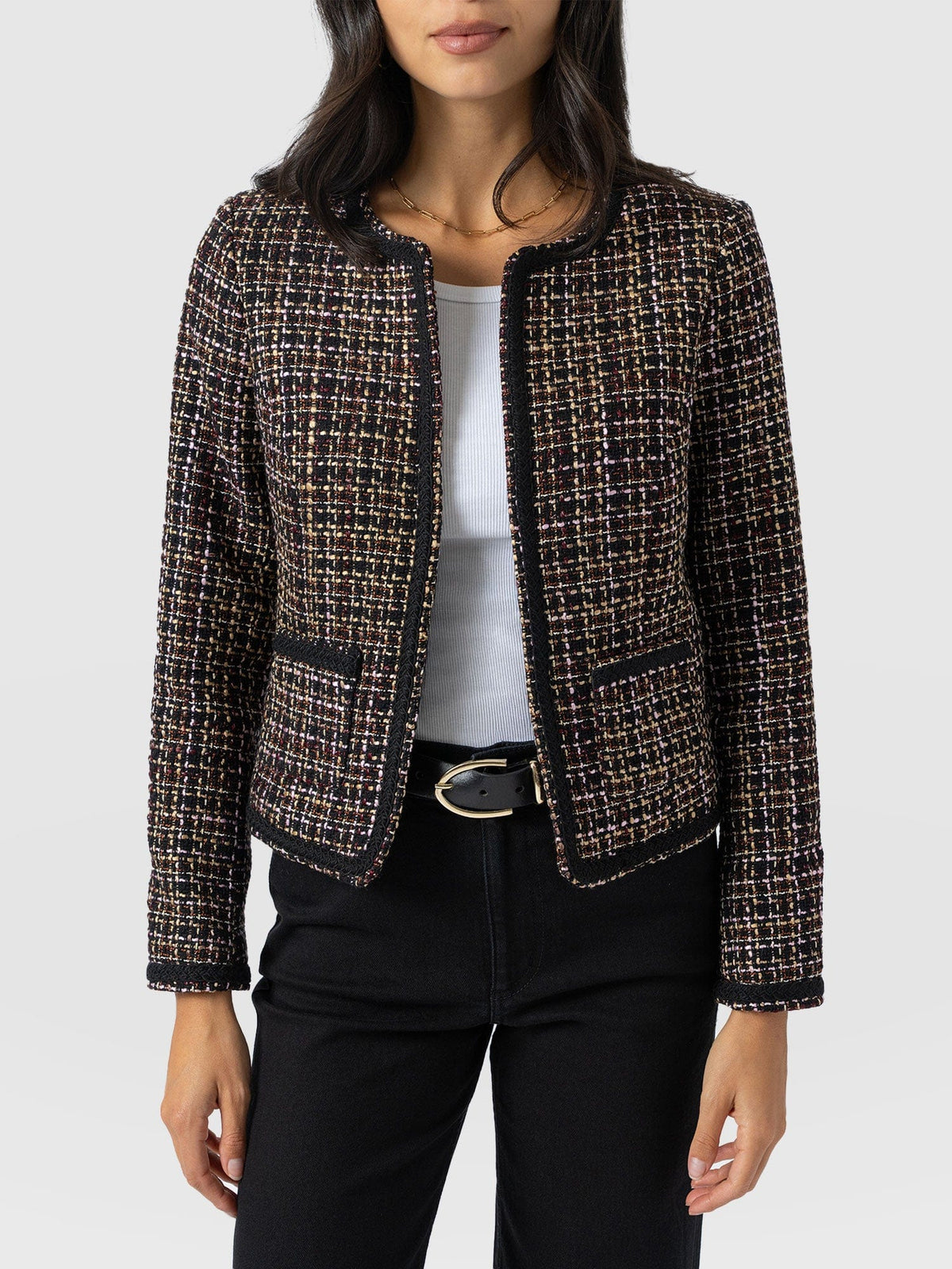 Rayner Jacket - Black/Burgundy/Gold Boucle