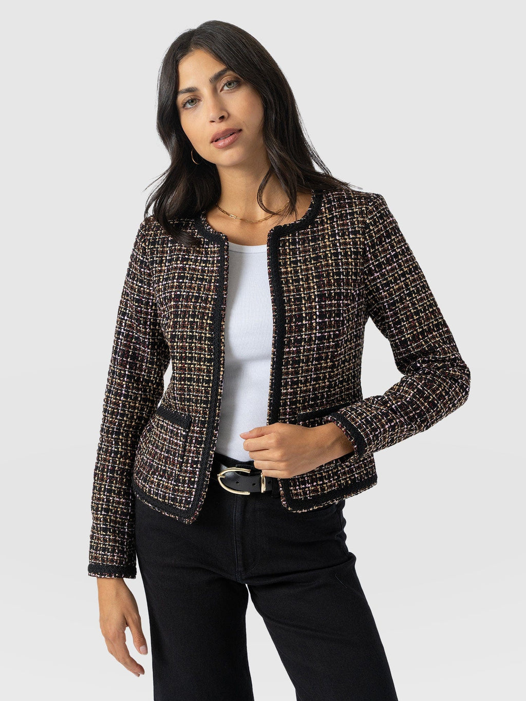 Rayner Jacket - Black/Burgundy/Gold Boucle