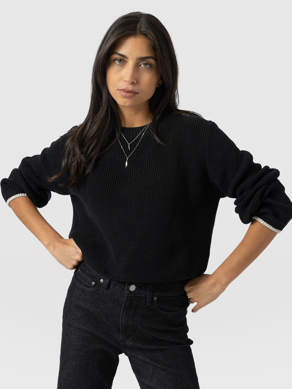 Remy Crop Sweater - Black
