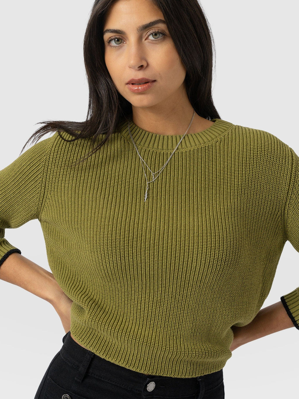 Remy Crop Sweater - Khaki