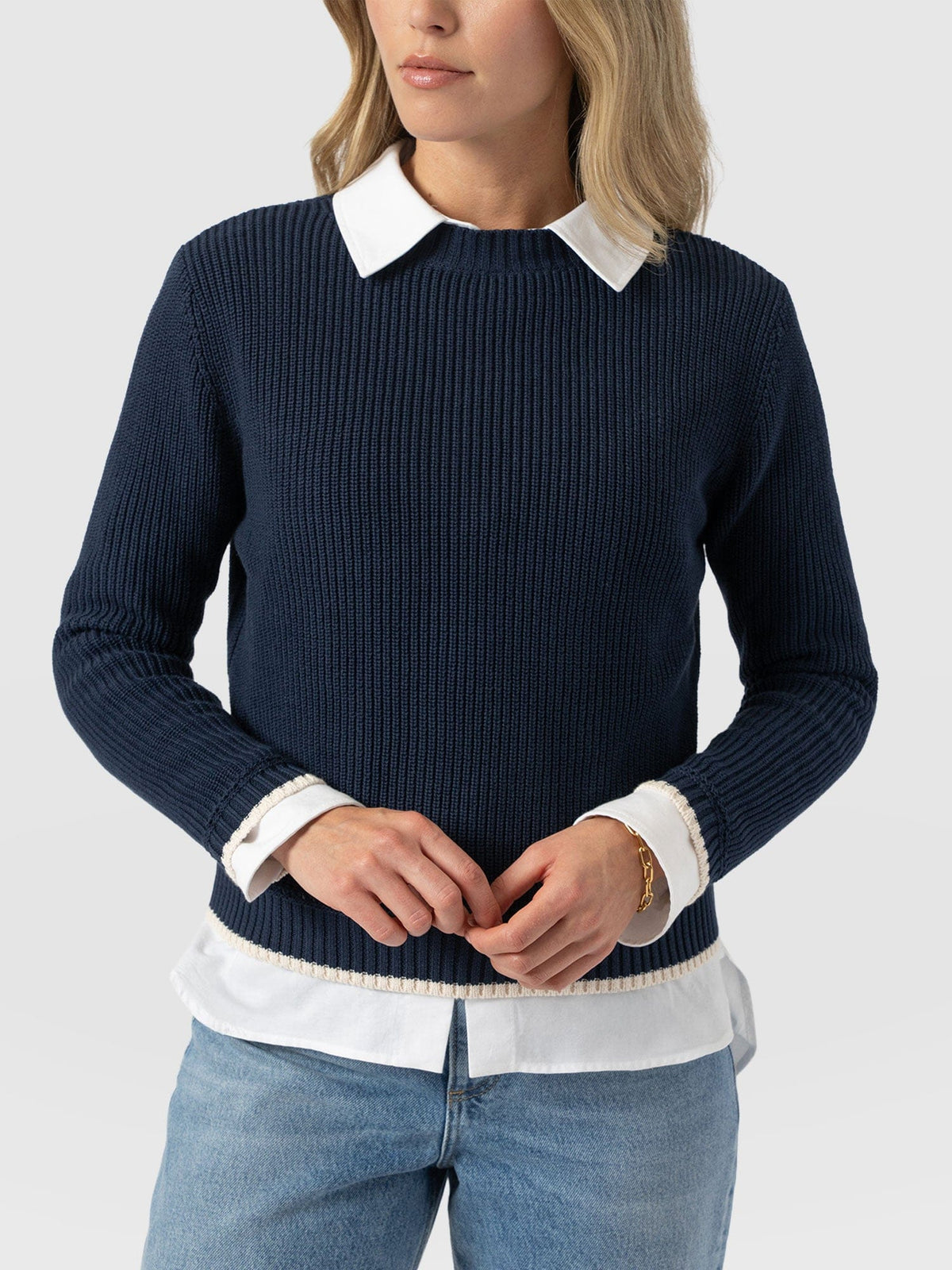 Remy Crop Sweater - Navy