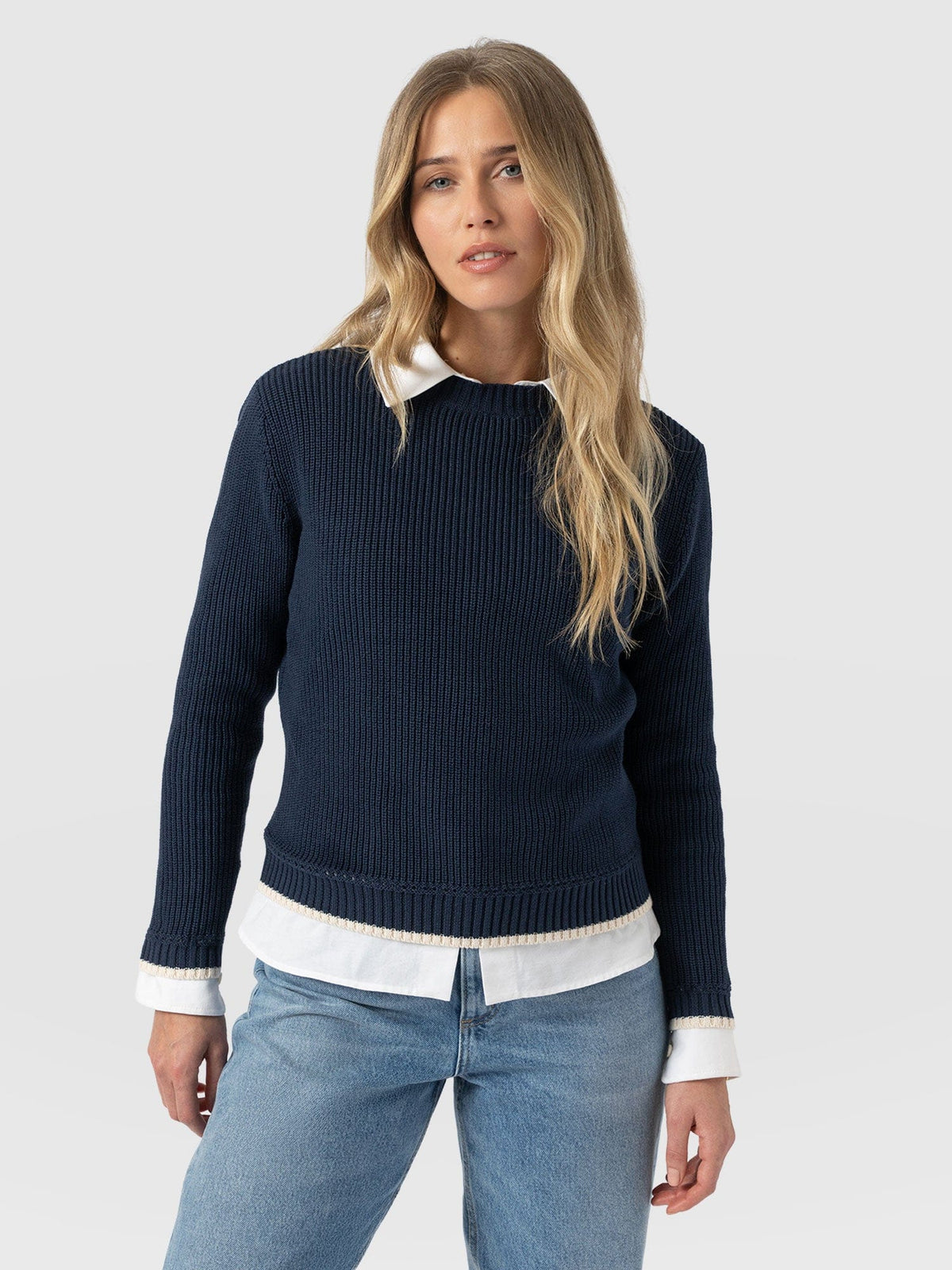 Remy Crop Sweater - Navy