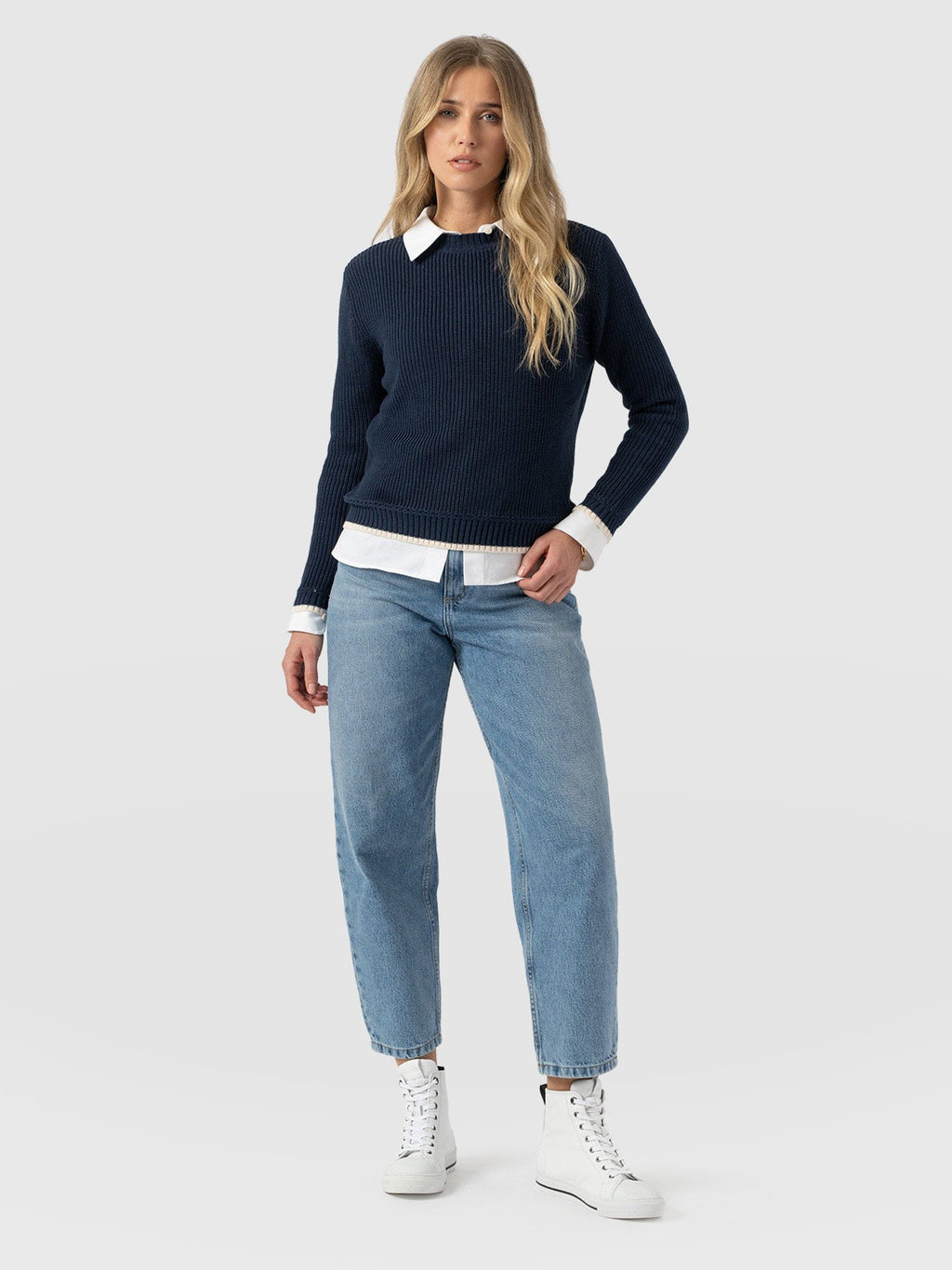 Remy Crop Sweater - Navy