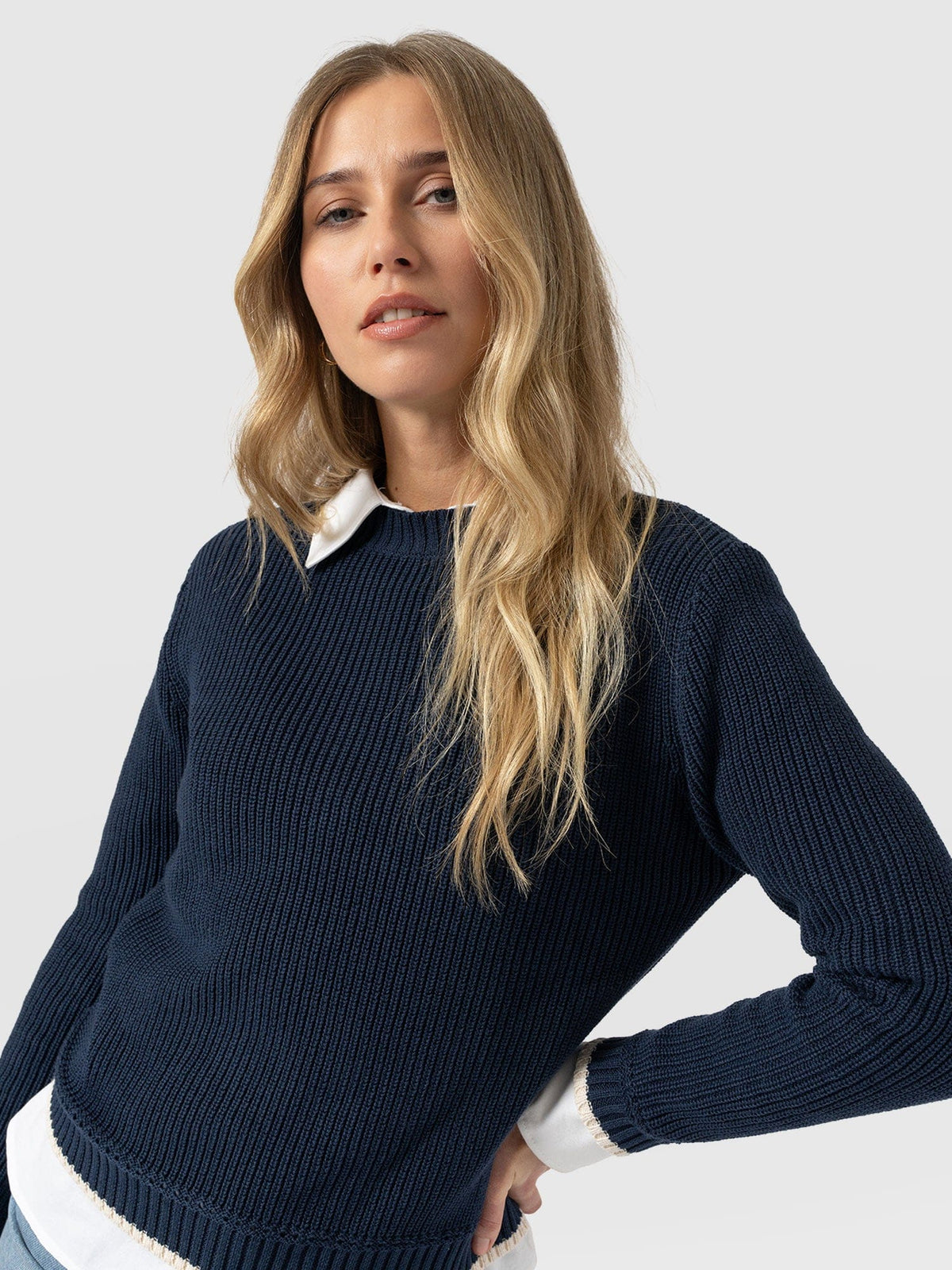 Remy Crop Sweater - Navy