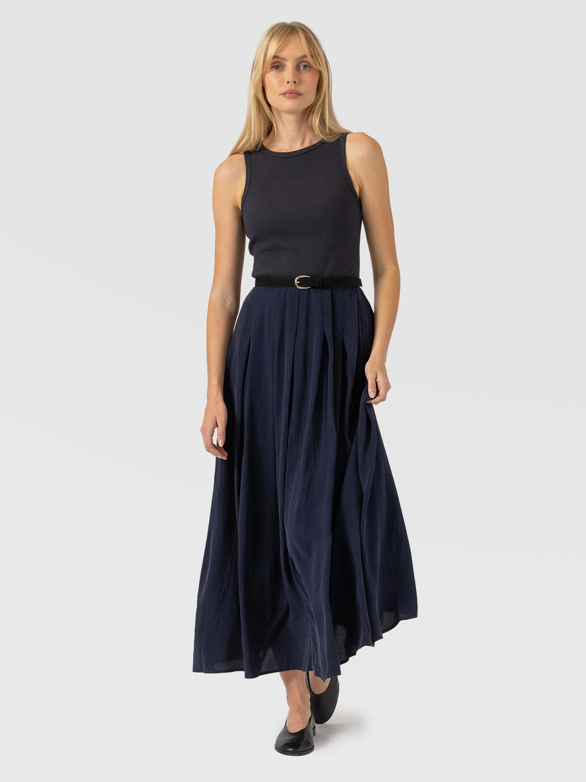 Renee Contrast Dress - Navy