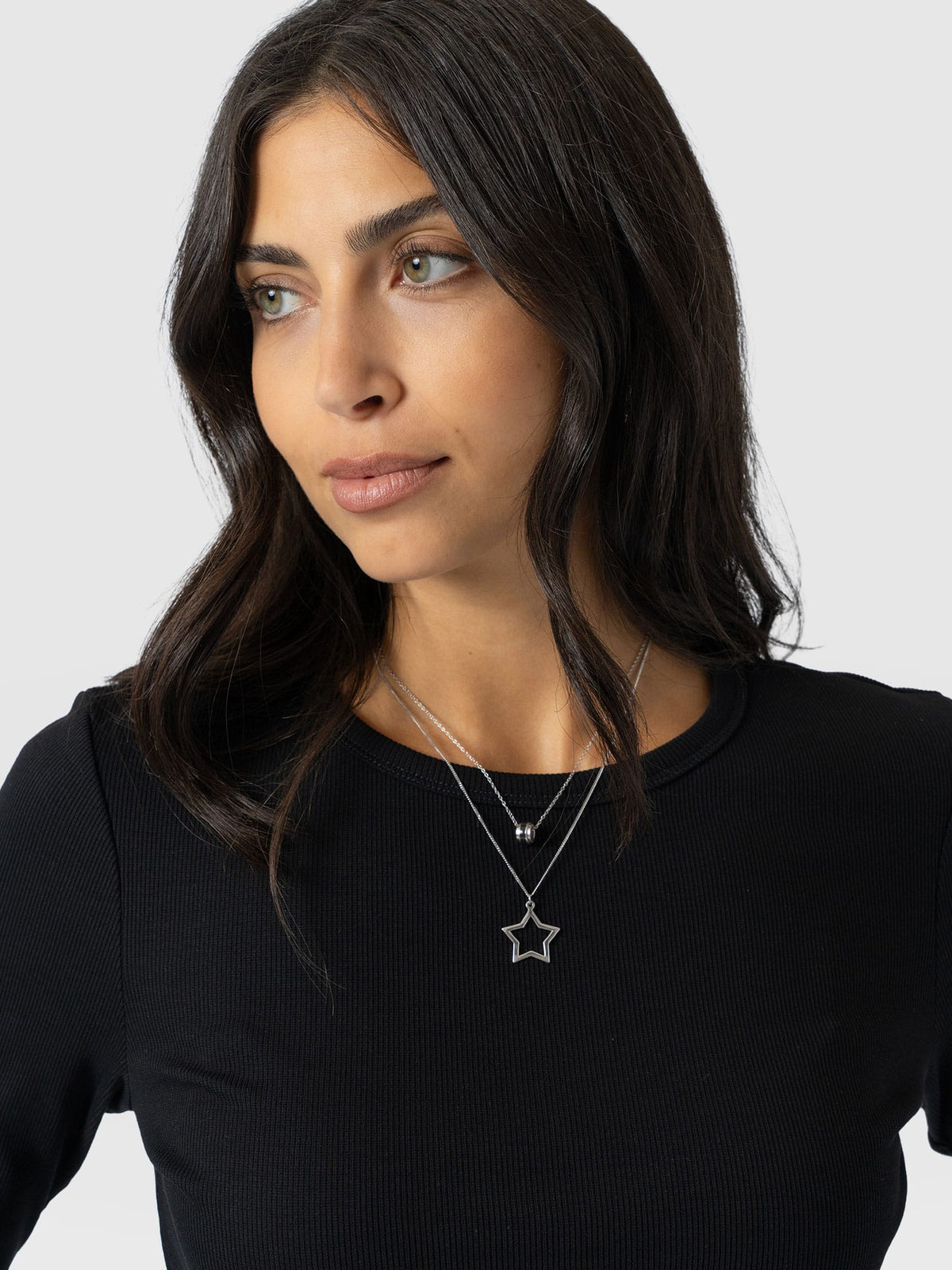 Ribbed Long Sleeve Tee - Black
