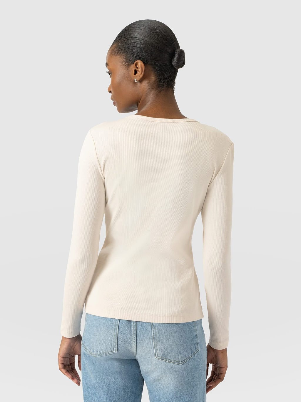 Ribbed Long Sleeve Tee - Cream