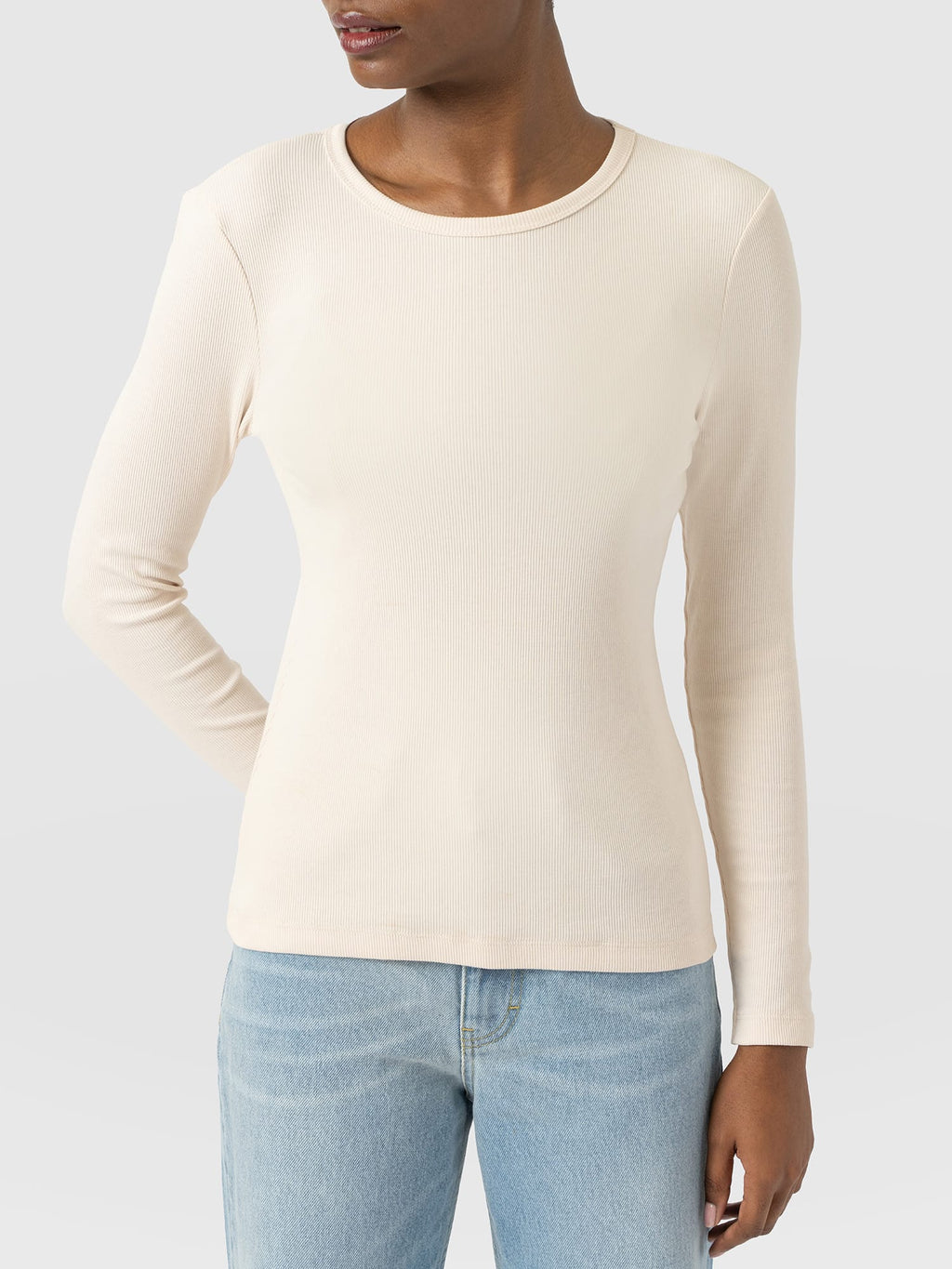 Ribbed Long Sleeve Tee - Cream