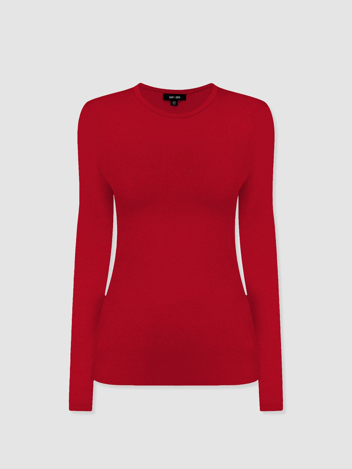 Ribbed Long Sleeve Tee - Deep Red