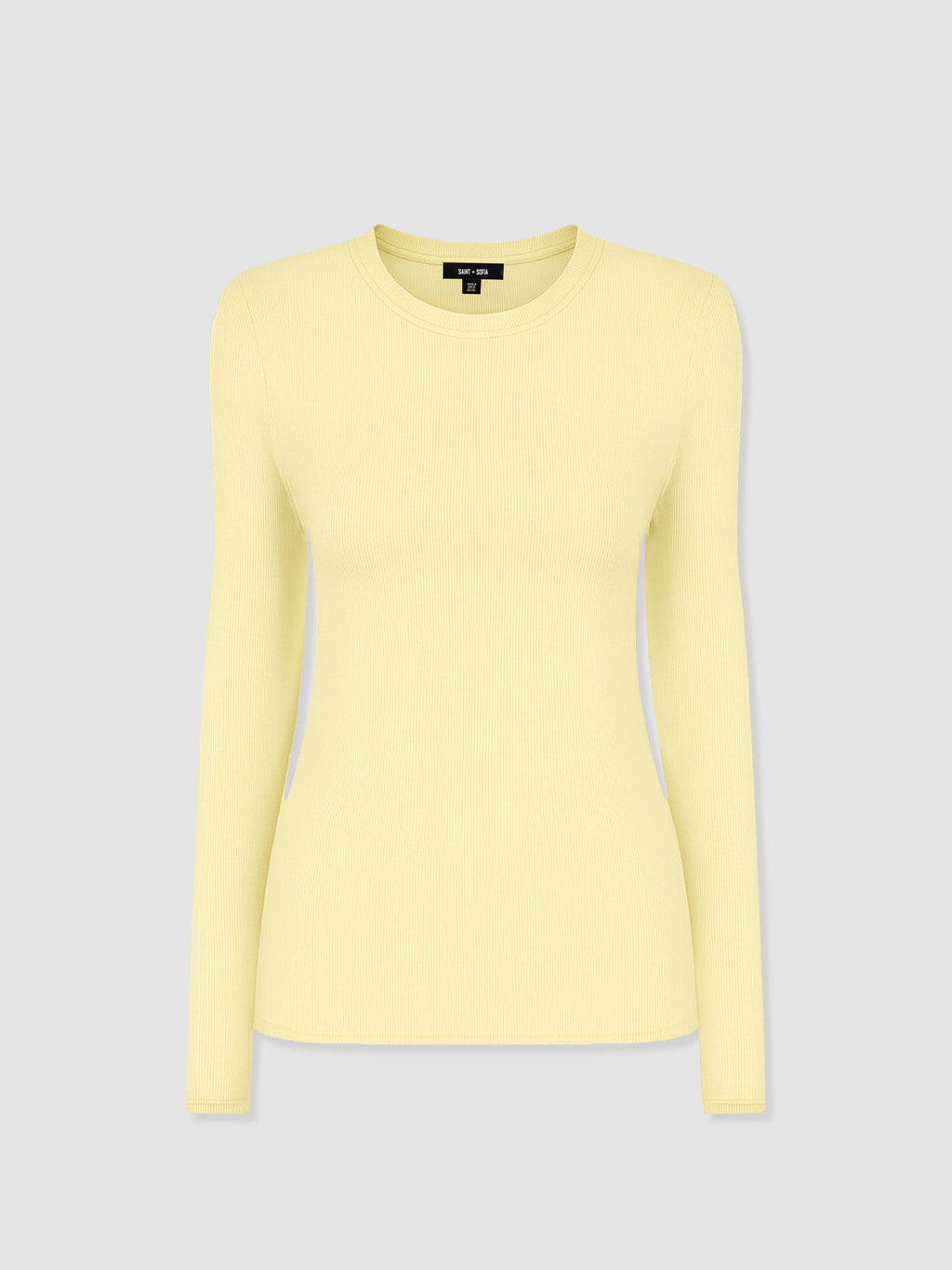 Ribbed Long Sleeve Tee - Pale Yellow