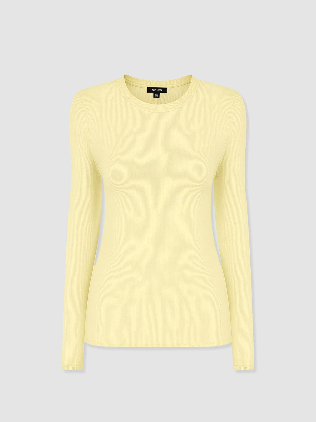 Ribbed Long Sleeve Tee - Pale Yellow